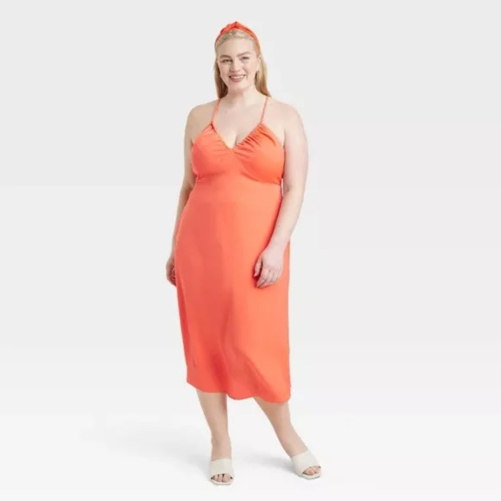 NWT a new day Women's Orange Midi Dress Size XS
